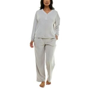 ROUDELAIN Women's 2-PC Rib Velour Pajama Set Size Large Vapor Blye Retail $79
